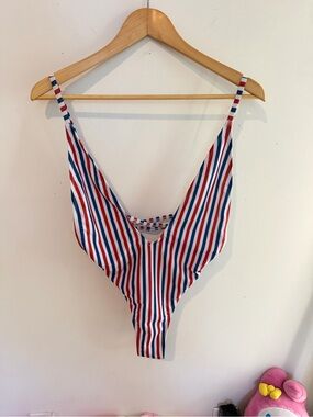 Zaful Red, White & Blue Striped One-Piece Swim